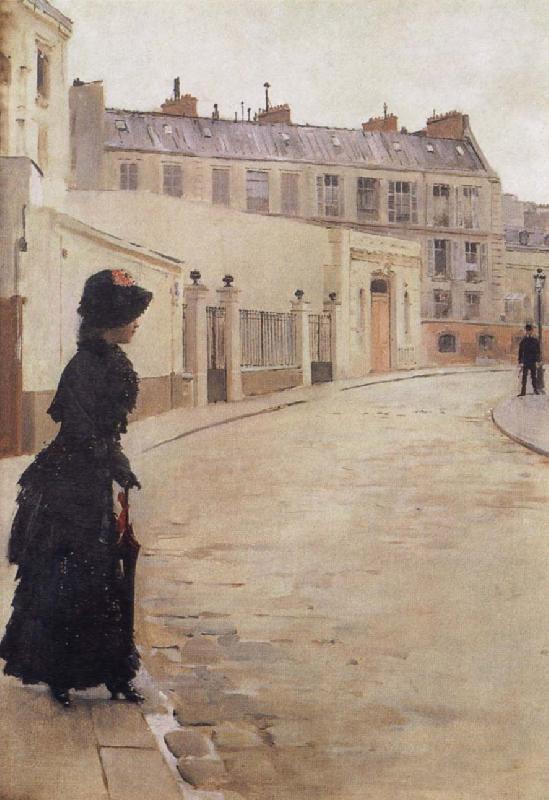 Beraud, Jean Waiting,Paris,Rue de Chateaubriand Sweden oil painting art